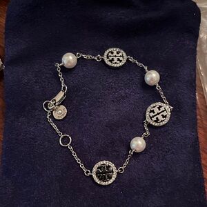 Tory Burch Silver and Pearl Kira Moondance Bracelet